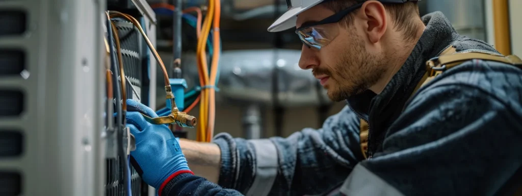 a professional hvac technician checking the thermostat settings and replacing the air filter of an ac unit.